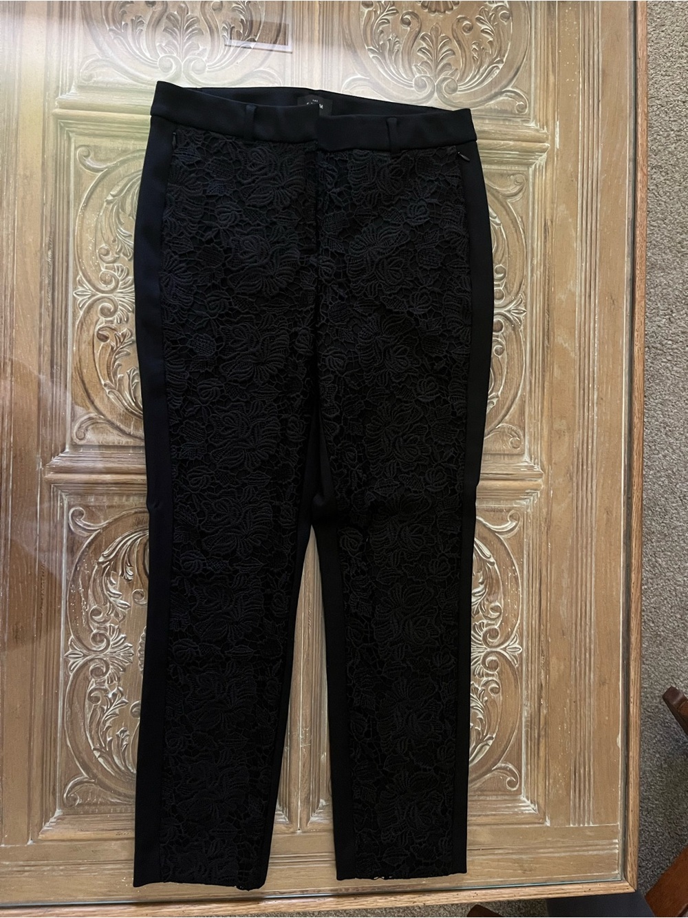 White House Black Market Black Lace-Front Slim Pants